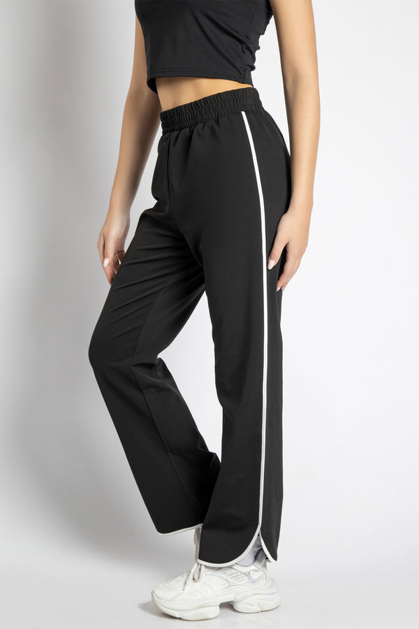 black sweatpants with white line