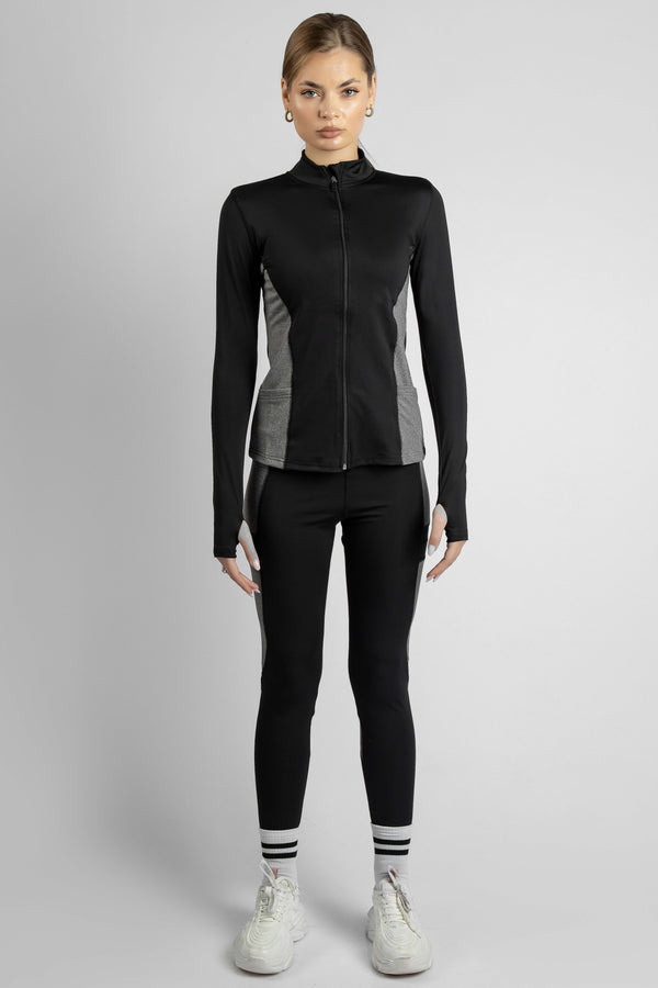 C Apex 2-Piece Yoga Power Set: High-Stretch Thumb-Hole Jacket & Ultimate Phone Pocket Leggings